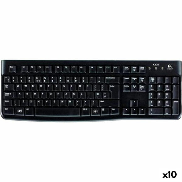 Keyboard Logitech K120 Black Spanish Qwerty (10 Units)-0