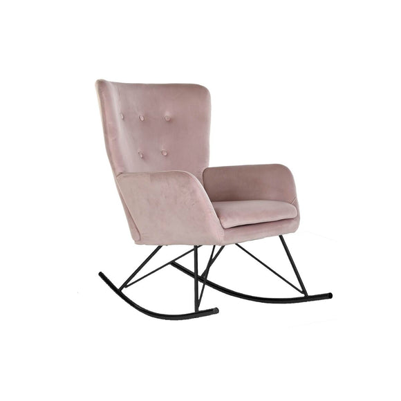 Rocking Chair Home ESPRIT Black Pink Polyester Metal 68 x 90 x 92 cm-0