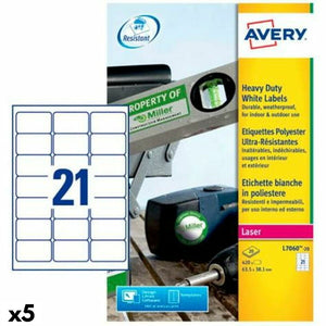 Printer Labels Avery White 20 Sheets 63,5 x 38,1 mm (5 Units)-0