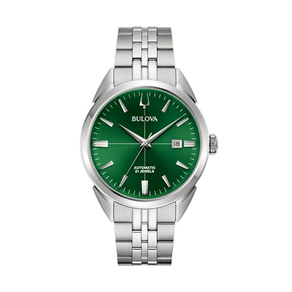 Men's Watch Bulova 96B424 Green Silver-0