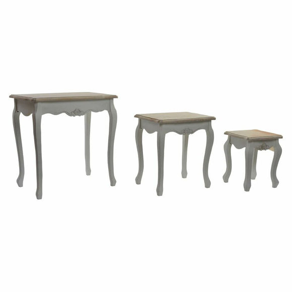 Set of 3 tables DKD Home Decor Wood White (60 x 40 x 61 cm) (3 pcs)-0