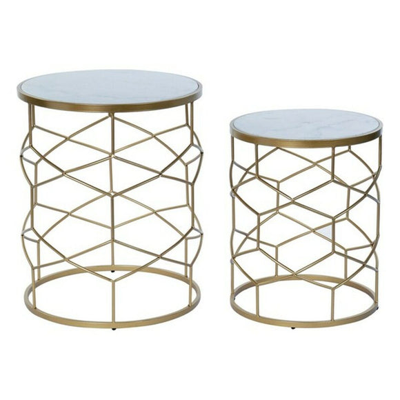 Side table DKD Home Decor Golden Metal White Marble 46 x 46 x 57 cm-0