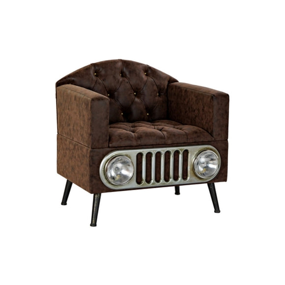 Armchair DKD Home Decor Grey Wood Brown PU (77 x 62 x 80 cm)-0