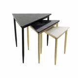 Set of 3 small tables DKD Home Decor Black Golden Metal White Green Marble Modern (68 x 46,5 x 53 cm) (3 Units)-1