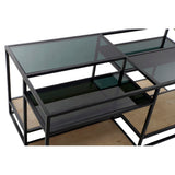 Side table DKD Home Decor 8424001787234 Black Multicolour Natural Wood Metal Mirror 120 x 60 x 50 cm-2