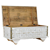 Side table DKD Home Decor MB-182010 White Golden Metal Mango wood 115 x 60 x 45 cm-2