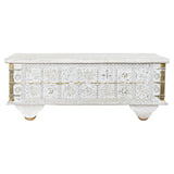 Side table DKD Home Decor MB-182010 White Golden Metal Mango wood 115 x 60 x 45 cm-0