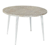 Side table DKD Home Decor 8424001820115 75 x 75 x 50 cm Golden Metal White Mango wood (75 x 75 x 50 cm)-0