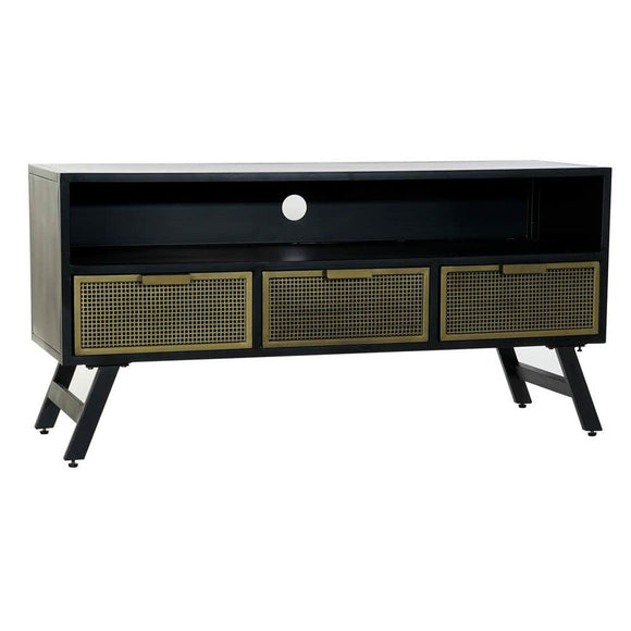 TV furniture DKD Home Decor Black Metal Golden (125 x 41 x 62 cm)-0