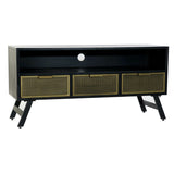 TV furniture DKD Home Decor Black Metal Golden (125 x 41 x 62 cm)-6