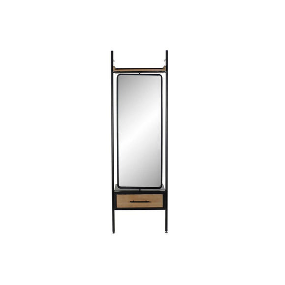 Freistehender Spiegel DKD Home Decor Schwarz Holz Metall Kristall (58 x 30 x 191 cm)