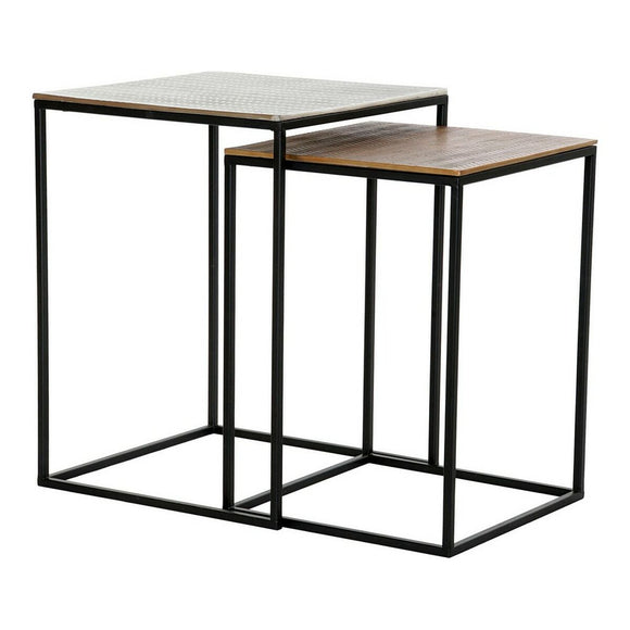 Side table DKD Home Decor Black Aluminium Silver (2 pcs)-0