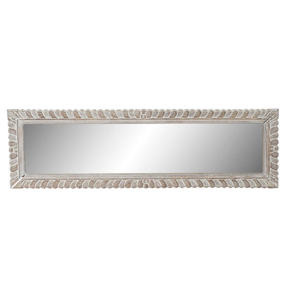 Wall mirror DKD Home Decor 8424001849895 White Natural Crystal Mango wood MDF Wood Indian Man Stripped 178 x 6 x 52 cm-0