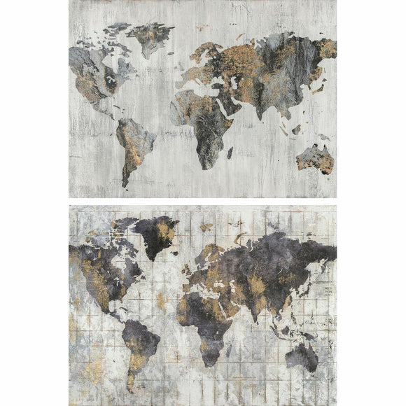 Painting DKD Home Decor World Map (120 x 4 x 90 cm) (2 Units)-0