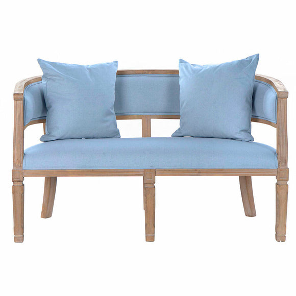 Sofa DKD Home Decor Blue Linen Rubber wood (122 x 69 x 72 cm)-0