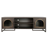 TV furniture DKD Home Decor Black Crystal Metal (150 x 50 x 45 cm)-2