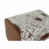 Stool DKD Home Decor Black Wood Brown Leather White (50 x 35 x 75 cm)-3