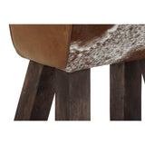 Stool DKD Home Decor Black Wood Brown Leather White (50 x 35 x 75 cm)-1