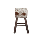 Stool DKD Home Decor Black Wood Brown Leather White (50 x 35 x 75 cm)-2