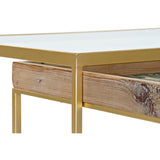 Set of 2 tables DKD Home Decor Golden Natural Wood Metal Crystal 90 x 60 x 45 cm-3