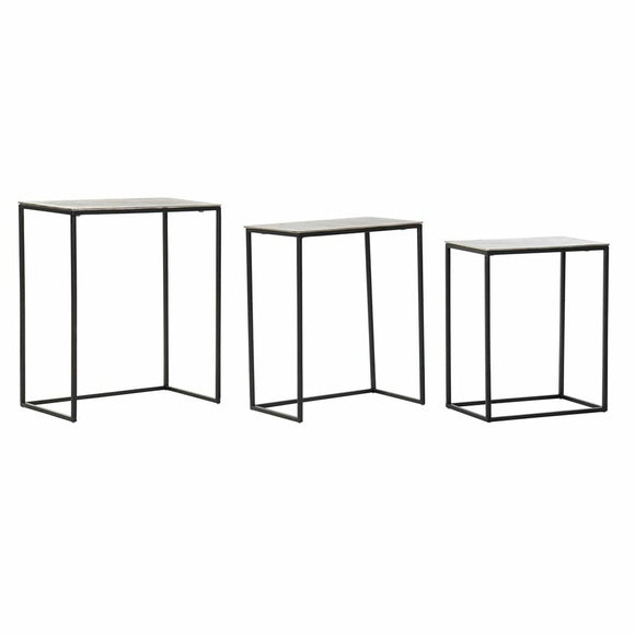 Set of 3 small tables DKD Home Decor Silver Black Metal Aluminium Modern (50,5 x 28,5 x 59 cm) (1) (3 pcs) (3 Units)-0