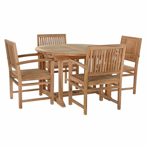 Table set with 4 chairs DKD Home Decor Green Teak (120 x 120 x 75 cm) (5 pcs)-0