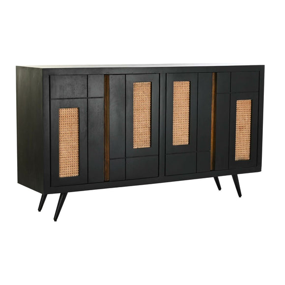 Sideboard DKD Home Decor Black Rattan Mango wood (160 x 40 x 90 cm)-0