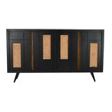 Sideboard DKD Home Decor Black Rattan Mango wood (160 x 40 x 90 cm)-8
