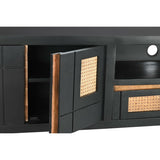 TV furniture DKD Home Decor Black Rattan Mango wood (145,5 x 40,5 x 60 cm)-5