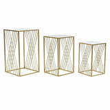 Set of 3 small tables DKD Home Decor Mirror Golden Metal 40 x 40 x 70 cm-0