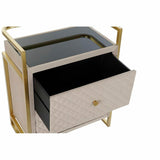 Side table DKD Home Decor Beige Golden Metal Crystal 60 x 35 x 75 cm-3