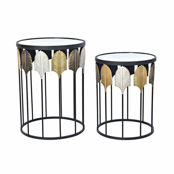 Set of 2 small tables DKD Home Decor Black Multicolour Metal Mirror 46 x 46 x 61 cm-0