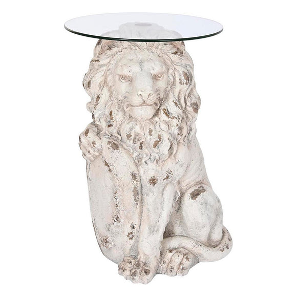 Side table DKD Home Decor Lion 52 x 44 x 72 cm Crystal Grey Metal White Magnesium-0
