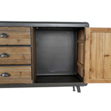 Sideboard DKD Home Decor 144 x 45 x 75 cm Fir Natural Metal Light grey-2