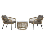 Table set with 2 chairs DKD Home Decor synthetic rattan Steel (68 x 73,5 x 66,5 cm)-0