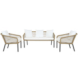 Table Set with 3 Armchairs DKD Home Decor White 137 x 73,5 x 66,5 cm synthetic rattan Steel-4