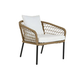 Table Set with 3 Armchairs DKD Home Decor White 137 x 73,5 x 66,5 cm synthetic rattan Steel-2
