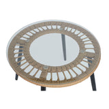 Table Set with 2 Armchairs DKD Home Decor Grey Metal Crystal synthetic rattan 55 x 55 x 47 cm-1