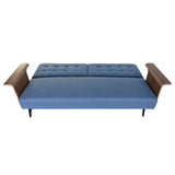 Sofabed DKD Home Decor Black Blue Metal Brown Polyester Eucalyptus wood (203 x 87 x 81 cm)-4