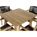 Table set with 4 chairs DKD Home Decor 90 x 90 x 75 cm Teak Rope-1