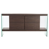 Sideboard DKD Home Decor Crystal Brown Transparent Walnut 160 x 45 x 80 cm MDF Wood-3