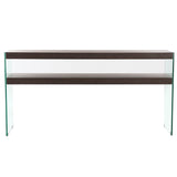 Side table DKD Home Decor Crystal Brown Transparent Walnut 160 x 45 x 80 cm MDF Wood-3