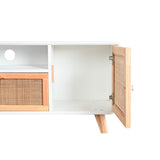 TV furniture DKD Home Decor 120 x 30 x 50 cm White Rattan Paolownia wood-2