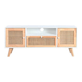 TV furniture DKD Home Decor 120 x 30 x 50 cm White Rattan Paolownia wood-6