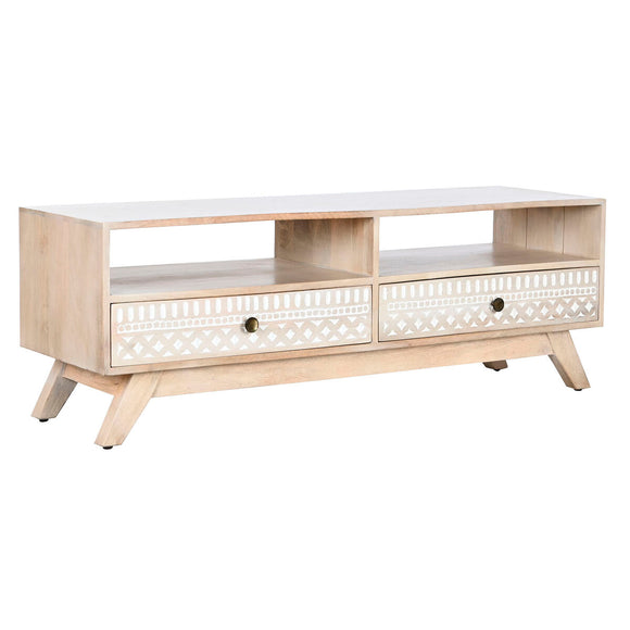 TV furniture DKD Home Decor White Natural Mango wood 130 x 40 x 45 cm-0