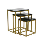 Set of 3 tables DKD Home Decor 50 x 35 x 60 cm Black Golden Marble Iron-4
