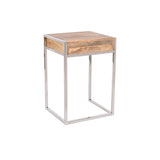 Set of 2 tables Home ESPRIT Brown Silver Natural Steel Mango wood 45,5 x 41 x 66,5 cm-1