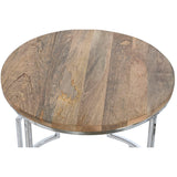 Set of 3 tables Home ESPRIT Brown Silver Natural Steel Mango wood 49,5 x 49,5 x 62 cm-4