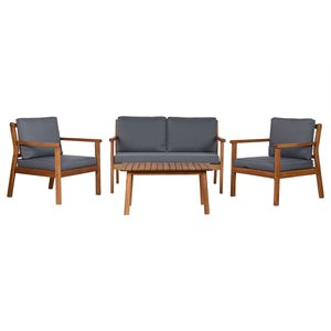Table Set with 3 Armchairs Home ESPRIT Brown Grey Acacia 120 x 72 x 75 cm-0