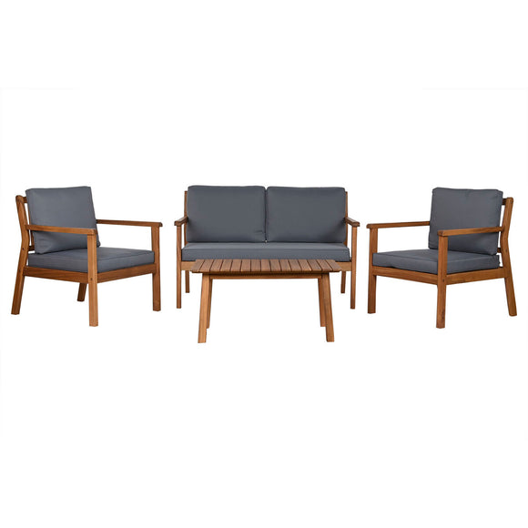 Table Set with 3 Armchairs Home ESPRIT Brown Grey Acacia 120 x 72 x 75 cm-0